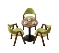 Modern 3-Piece Round Table and Chairs Set,1 3 Furniture, Wooden & Soft Upholstered with for Home/Cafe Decor(C)