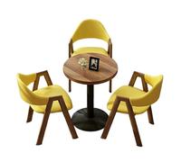 Modern 3-Piece Round Table and Chairs Set,1 3 Furniture, Wooden & Soft Upholstered with for Home/Cafe Decor(F)