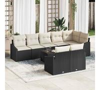 Modern 9-Piece Outdoor Garden Sofa Set with Table, Brown and Cream Poly Rattan Furniture, Waterproof Storage Bag, Weather-Resistant for Patio Terrace Balcony, 7-Seater Lounge Set with Cushions