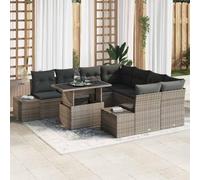 Modern 9-Piece Outdoor Patio Sofa Set with Cushions, Modular Garden Furniture Sectional with Adjustable Coffee Table and Storage, Waterproof Covers, Grey Rattan and Steel Frame for Terrace, Backyard