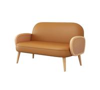 Modern Accent Chair Armchair with Rattan Arms with Small Loveseat Couch Sofa, Solid Wood Frame with Legs(4)