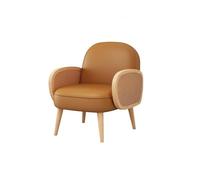 Modern Accent Chair Armchair with Rattan Arms with Small Loveseat Couch Sofa, Solid Wood Frame with Legs(1)