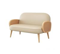 Modern Accent Chair Armchair with Rattan Arms with Small Loveseat Couch Sofa, Solid Wood Frame with Legs(5)