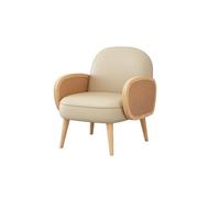 Modern Accent Chair Armchair with Rattan Arms with Small Loveseat Couch Sofa, Solid Wood Frame with Legs(2)