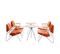 Modern Accent Chair with Arms for Living Room,raditional Style Metal Table and Chairs with Faux Leather Upholstery,Indoor/Outdoor Patio Cafe Seating(6)