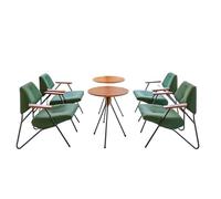 Modern Accent Chair with Arms for Living Room,raditional Style Metal Table and Chairs with Faux Leather Upholstery,Indoor/Outdoor Patio Cafe Seating(3)