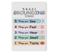 Modern Aluminum Sign with Grounding Technique 5 Senses Method for Calmness Anxiety Help Office Bedroom Living Room Wall Decor 8 X 12 inch