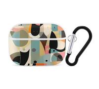 Modern Art Cat Coque rigide pour Airpod Pro Coque de protection complète contre les chutes avec porte-clés compatible avec AirPod Pro 2e/1ère génération, LED avant visible, blanc