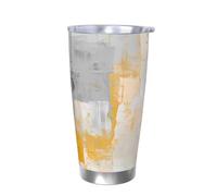 Modern Art Gobelet isotherme en acier inoxydable avec couvercle pour voiture - Peinture abstraite jaune - 591 ml