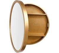 Modern Bathroom with Round Gold Mirror & Shelf, 50Cm/19.7In Makeup Wall Mirror for Essentials, Elegant & Functional Home Decor, Stylish Storage Solution
