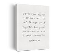 Modern Bible Verse Poster: Romans 8:28 Scripture Wall Art with God Works for Good Quote, Inspirational Print for Home Office Decor(Framed,12x18inch(30x45cm))