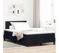 Modern Black Box Spring Bed with Mattress, 120 x 190 cm Fabric Upholstered Platform, Adjustable Headboard, Durable Engineered Wood Frame, Medium Firmness Foam & Pocket Spring Mattress