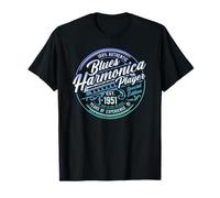 Modern Blues Harmonica Born In 1951 Vintage 74th Birthday T-Shirt