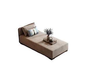 Modern Chaise Lounge Indoor, Linen Fabric Sleeper Sofa Bed with Solid Wood Frame, Single Couch with Decorative Pillows for Living Room Bedroom(E,150x60x68cm)