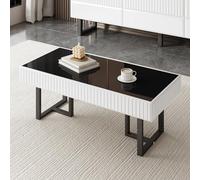 Modern Classic Coffee Table in Black and White, Living Room Table, High-Gloss Black Tabletop. 110 L x 50.5 W x 41 H (cm)(Coffee Tables)
