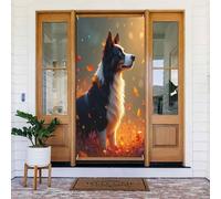 Modern Collie Impression feuilles mortes No.12 Couvre-portes décoratives pour intérieur/extérieur, printemps, été, automne, hiver, Halloween, Noël