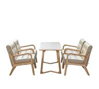 Modern Commercial Seating Set - 2/4 Chair & Table Lounge Mid Century for Living Room, Upholstered Comfy Armchair with Solid Wood Frame(4)