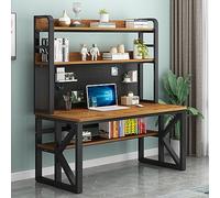 Modern Computer Desk with Storage Compartments & Pegboard for Home Office Large Study Writing Work Table (31 pouces Oak + Black)