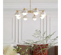 Modern Copper Chandelier， For Living Bedroom Study Dining table Kitchen Ceiling Lamp Chinese style Ceramics Shade Pendant Lights