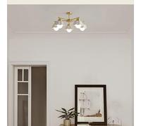 Modern Copper Chandelier， For Living Bedroom Study Dining table Kitchen Ceiling Lamp Chinese style Ceramics Shade Pendant Lights