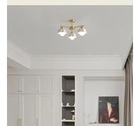 Modern Copper Chandelier， For Living Bedroom Study Dining table Kitchen Ceiling Lamp Chinese style Ceramics Shade Pendant Lights