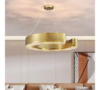 Modern Crystal Chandelier Lighting for Living Room Gold Hanging Lamp in The Bedroom Round Indoor Lighting (Emitting Color : Warm White Lampshade Color : Dia 60cm) (Dia 60cm Cold White)