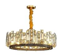 Modern Crystal Chandelier Luxury Gold LED Chain Hanging Lamp Living Room Home Decoration Pendent Light