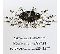 Modern Crystal G9 Living Room Lustres De Cristal Decora Pendants and s Home Lighting Indoor Lamp (Lampshade Color : Black 100x20cm) (Black 120x20cm)