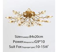 Modern Crystal G9 Living Room Lustres De Cristal Decora Pendants and s Home Lighting Indoor Lamp (Lampshade Color : Black 100x20cm) (Gold 84x20cm)