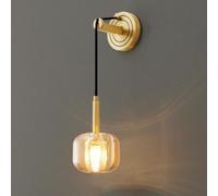 Modern Crystal Wall Sconce Single Head Brass Accent Lamp Postmodern Swing Arm Wall Light for Bedroom Vanity Living Room Study Corner(Gray)/Amber