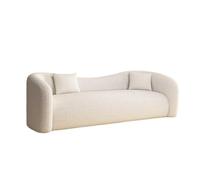 Modern Curved Sofa with Soft Cushions - Leather Upholstery, Minimalist Wave Design Couch for Living Room,Stylish Silhouette for Home Decor(D,200cm)