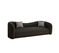Modern Curved Sofa with Soft Cushions - Leather Upholstery, Minimalist Wave Design Couch for Living Room,Stylish Silhouette for Home Decor(C,230cm)