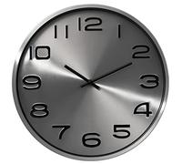 Modern Decorative Aluminum Round Wall Clock for Living Room, Kitchen, Dining Room, Silver
