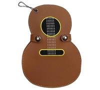 Modern Design Guitar Picks Holder Case, PU Leather Pick Storage Pouch, 17 Slot Keychain Guitar Pick Storage Box, Waterproof Dustproof Guitar Accessories 17.1×12.7cm for Players, Brown, Black Color
