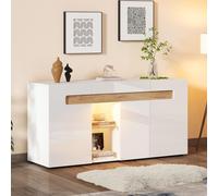 Modern Dining Cabinet, Storage Cabinet with LED Lighting Control, Application Controlled Living Room Furniture, 140x40x70 cm High Gloss Living Room Furniture.