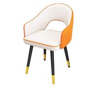 Modern Dining Chair for Kitchen Waterproof Leather Seat High Back Cushioned Soft Comfort Carbon Steel Legs Stylish White and Yellow Design Perfect for Home Decor.