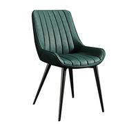 Modern Dining Chair Soft Faux Leather Seat Metal Legs Stylish Kitchen Counter Furniture Living Room Accent (Green & Black Legs)