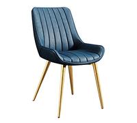 Modern Dining Chair Soft Faux Leather Upholstery Metal Legs Elegant Living Room Furniture Kitchen Counter Stool Blue & Gold Accents Stylish Home Decor