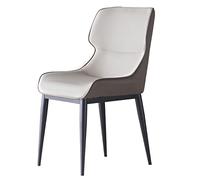 Modern Dining Chair Soft Synthetic Leather Upholstery Comfortable Cushion Elegant Design Carbon Steel Legs Perfect for Kitchen Living Room Reception Leisure (Light Gray)