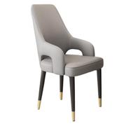 Modern Dining Chair with Armrests Mid-Century Style Leather Upholstery Gray Perfect for Kitchen & Dining Room Comfortable and Stylish Seating
