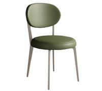 Modern Dining Chairs Round Upholstered Leather Kitchen with Metal Legs Mid Century Armless for Room Living (/Green B Set of1)