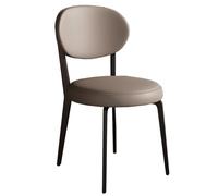 Modern Dining Chairs Round Upholstered Leather Kitchen with Metal Legs Mid Century Armless for Room Living (/Khaki a Set of1)