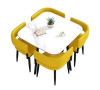 Modern Dining Table Set for 45Piece Kitchen Furniture with Square/Round & 4 Chairs Stylish Room Small Spaces Perfect Meetings Meals (Square e)