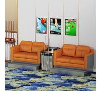 Modern Dual Two-Seater Billiard Spectator Chair, Sturdy Metal Base Pool Hall Watching Sofa with Storage Side Table for Commercial(A)