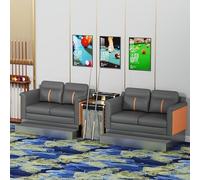 Modern Dual Two-Seater Billiard Spectator Chair, Sturdy Metal Base Pool Hall Watching Sofa with Storage Side Table for Commercial(B)