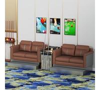 Modern Dual Two-Seater Billiard Spectator Chair, Sturdy Metal Base Pool Hall Watching Sofa with Storage Side Table for Commercial(C)