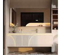 Modern Ele Ensemble vani de salle de bain avec lavabo | Lavabo simple | Armoire miroir anti-buée intelligente | Unité Sto flottante | Sto ouverte | Design pour salles de bains contemporaines
