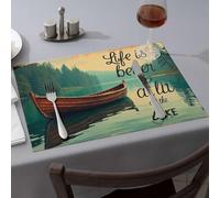 Modern Farmhouse Decor Life Is Better At The Lake. Sets de table résistants à la chaleur pour comptoir, set de table à ressort (1 pièce)