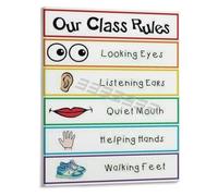 Modern Farmhouse Family Rules Inspirational Typography Art Canvas Print for Living Room Wall Decor(Unframed,16x24inch(40x60cm))