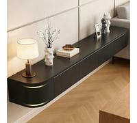 Modern Floating TV Stand with Storage Wall Mounted Media Console Entertainment Center for 47-118 inch TV Solid Wood TV Cabinet with Drawers & Shelves for Living Room Bedroom(Black,110.2IN)